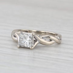 0,88ctw Prinzessin Diamant Verlobungsring 14k Weißgold Größe 5,25