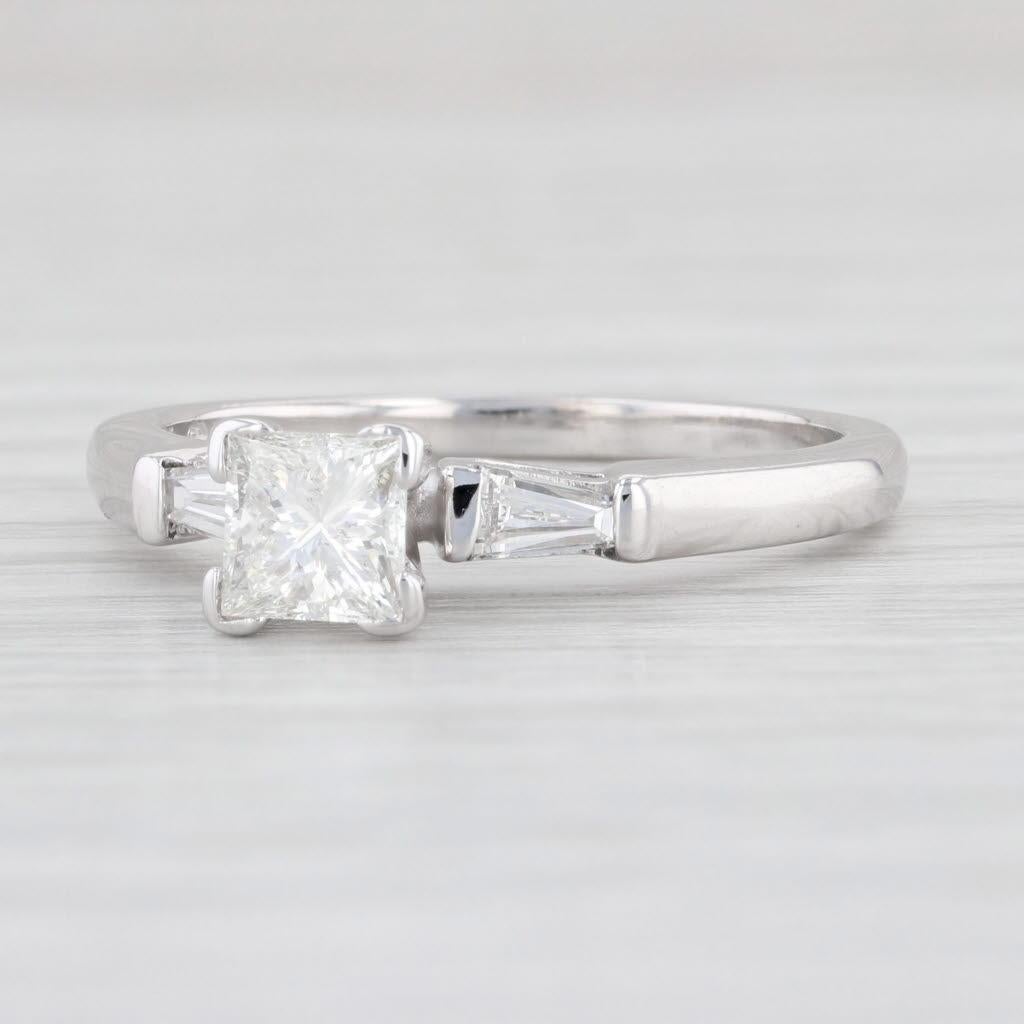 0.88ctw Princess Diamond Engagement Ring 14k White Gold Size 7.75 For Sale 2