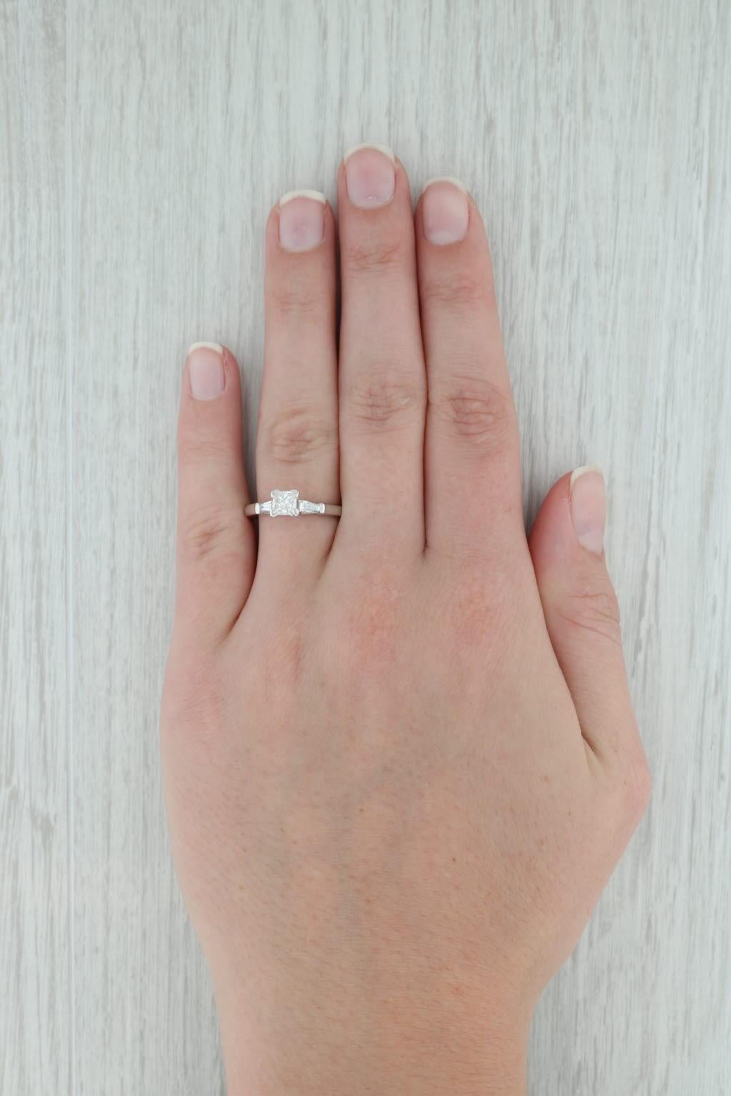 0.88ctw Princess Diamond Engagement Ring 14k White Gold Size 7.75 For Sale 4