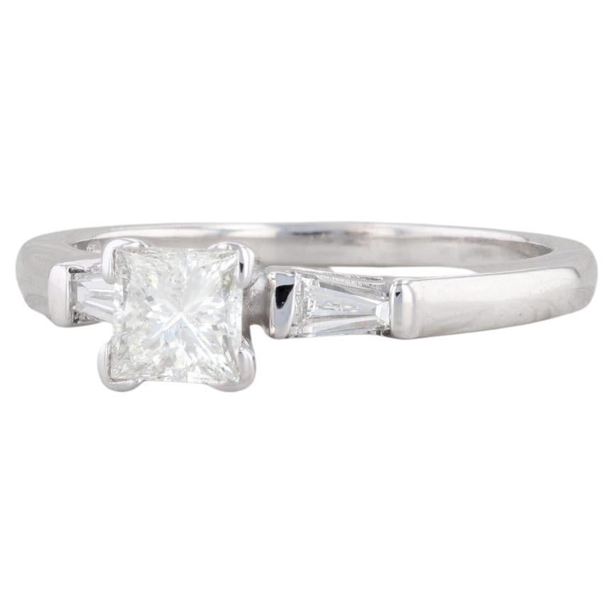 0.88ctw Princess Diamond Engagement Ring 14k White Gold Size 7.75