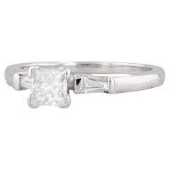0.88ctw Princess Diamond Engagement Ring 14k White Gold Size 7.75