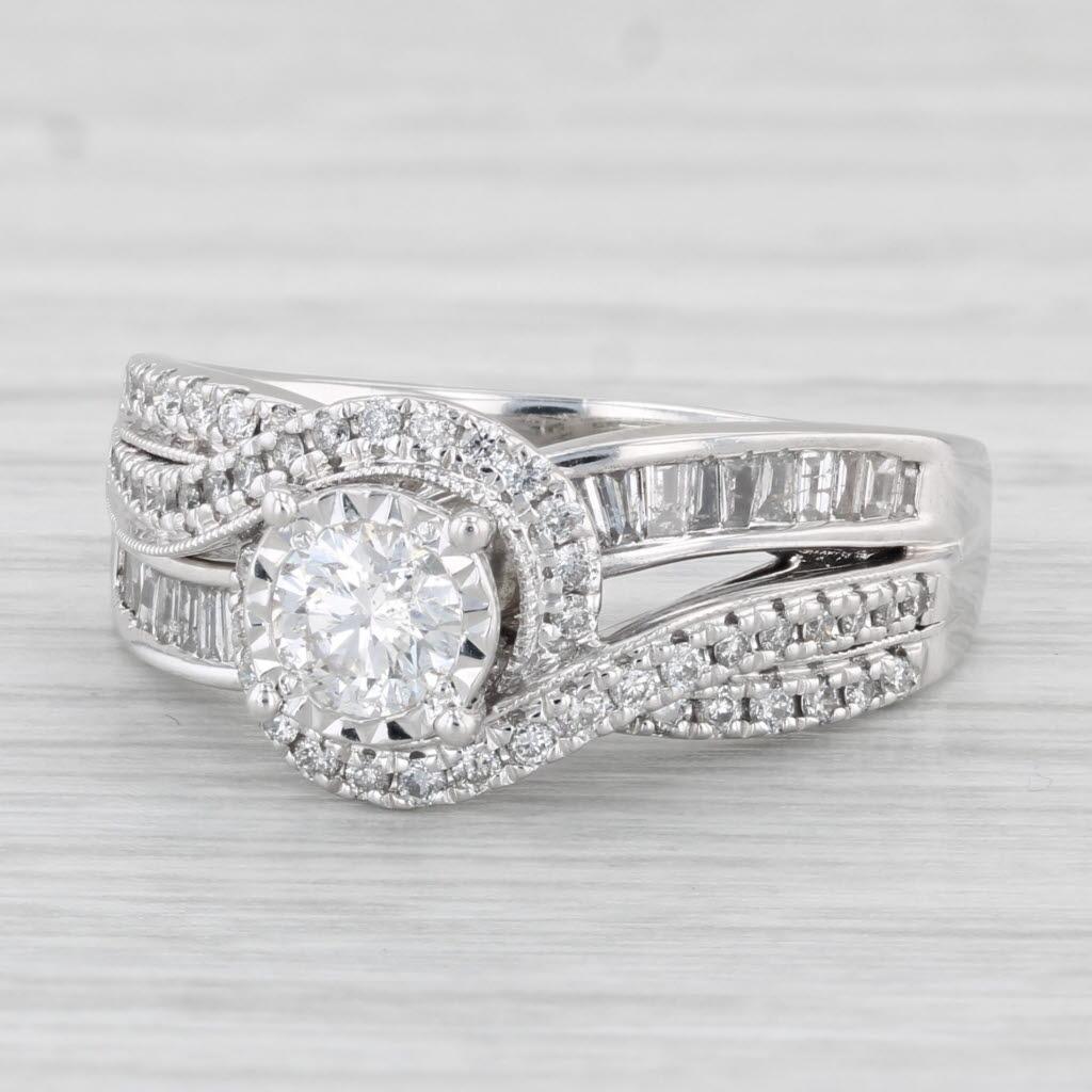 Dainty 10k White Gold Yoga Meditation Band - Diamond Om Ring, Size 8, Handcrafted In USA