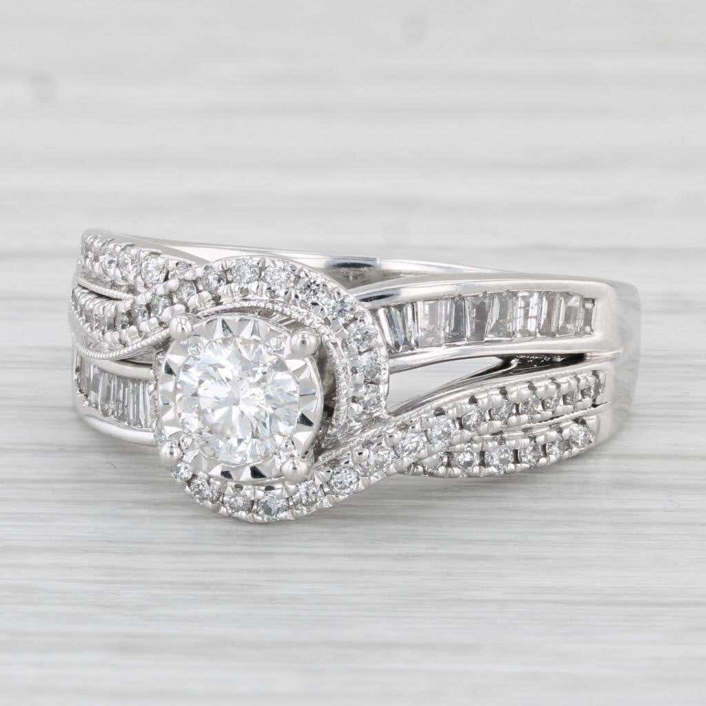 Dainty 10k White Gold Yoga Meditation Band - Diamond Om Ring, Size 8, Handcrafted In USA