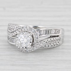 0.88ctw Round Diamond Engagement Ring 14k White Gold Size 8.25