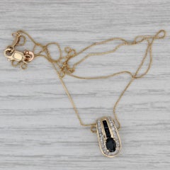0.88ctw Sapphire Diamond Pendant Necklace 14k Yellow Gold 19" Box Chain