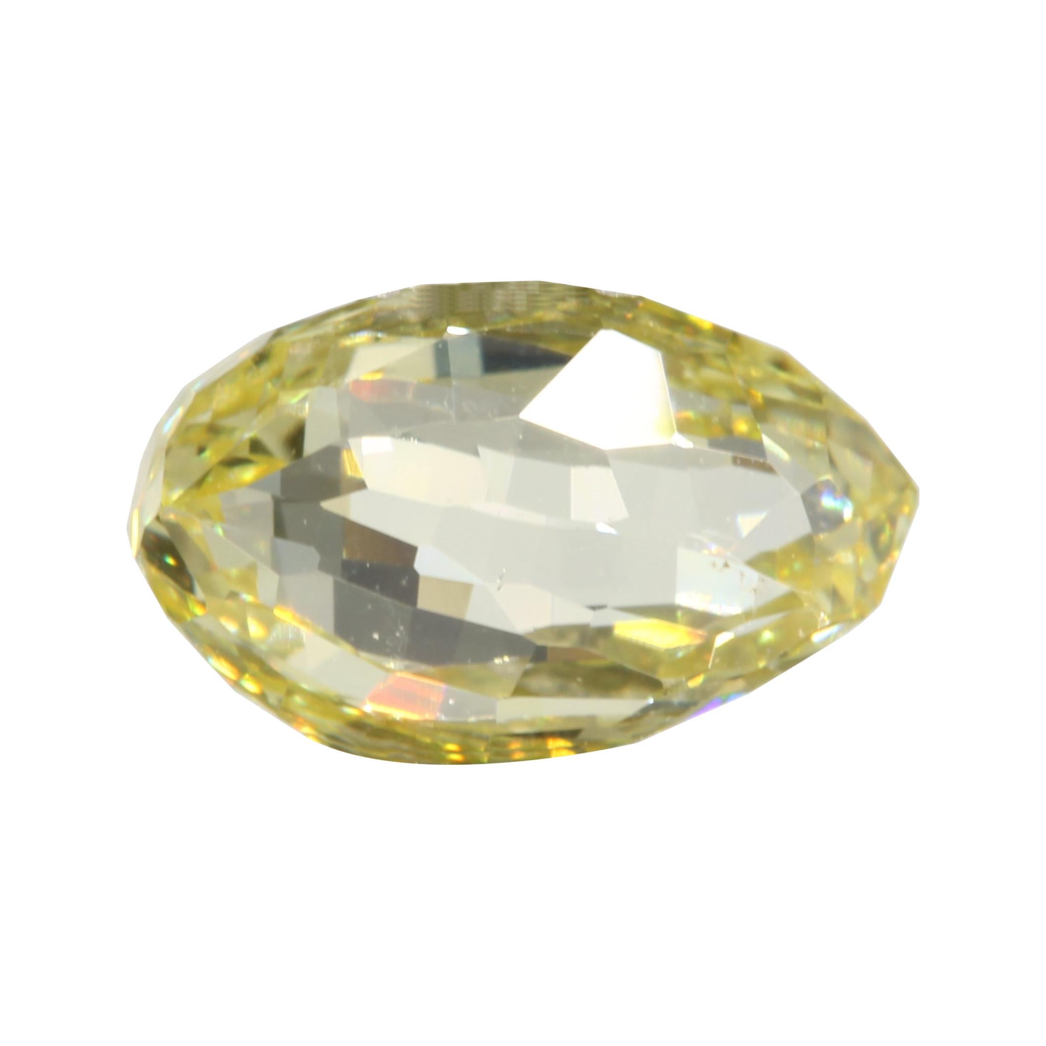 0.89 Carat Briolette GIA Certified VS2 Fancy Intense Yellow Diamond