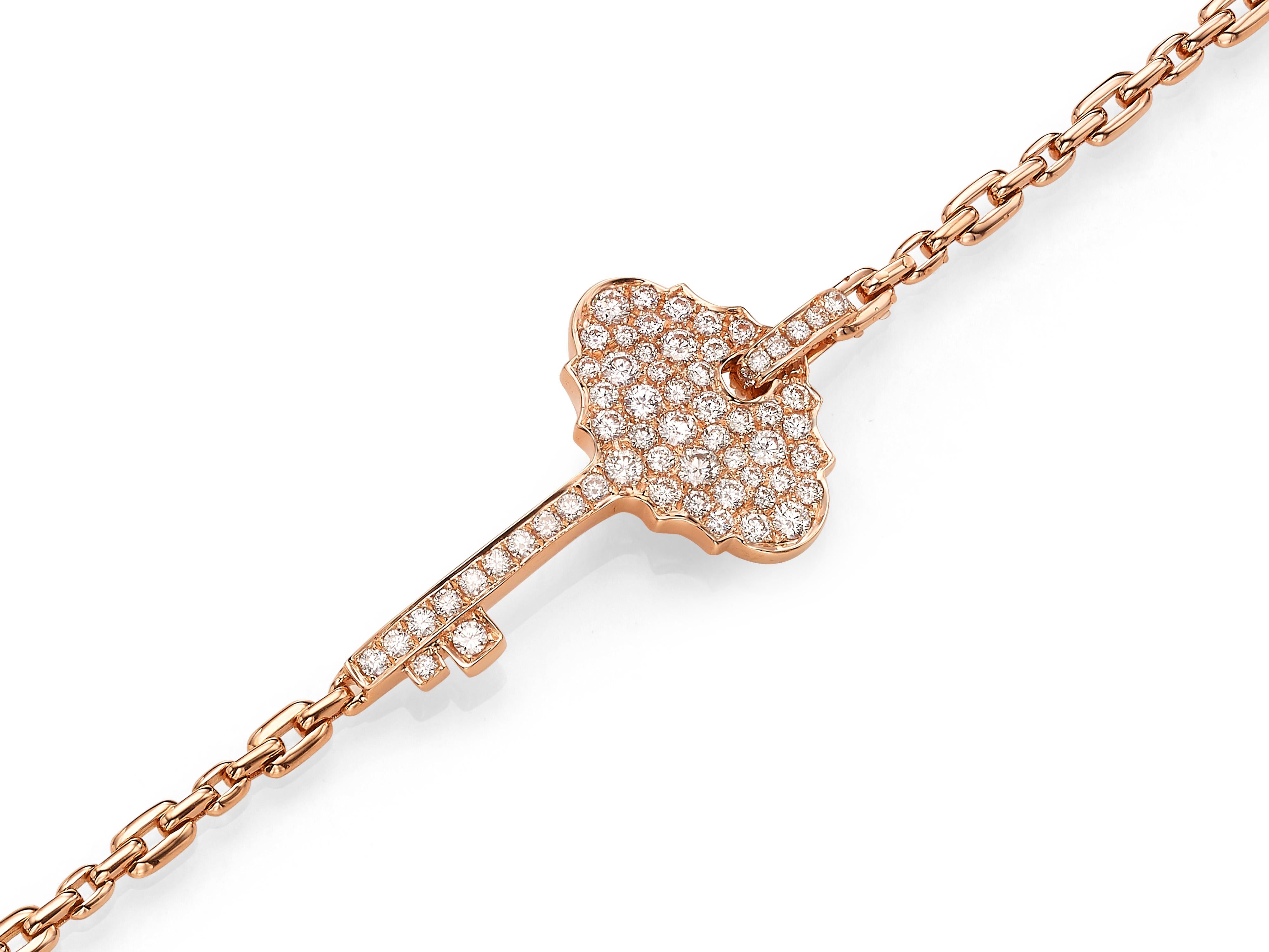 Contemporary 0.89 Carat Diamond 18 Karat Rose Gold Key Stackable Bracelet Bangle