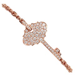 0.89 Carat Diamond 18 Karat Rose Gold Key Stackable Bracelet Bangle