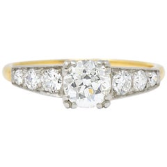 Antique 0.89 Carat Diamond Platinum-Topped 14 Karat Gold Engagement Ring, circa 1910