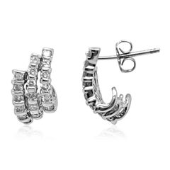 0.89 Carat Diamond White Gold Earrings