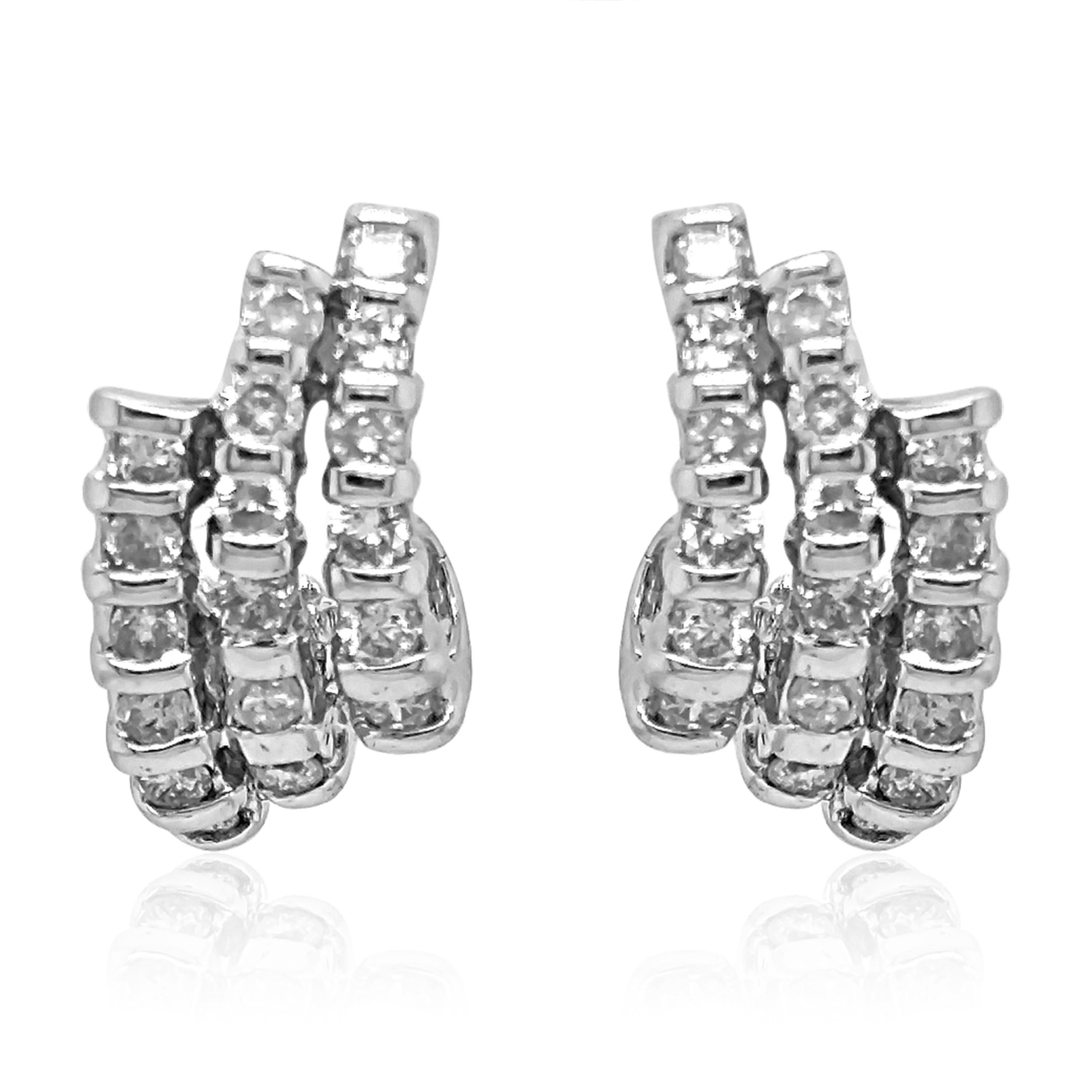 0.89 Carat Diamond White Gold Earrings In New Condition For Sale In New York, NY