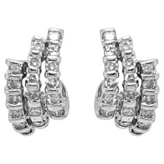 0.89 Carat Diamond White Gold Earrings