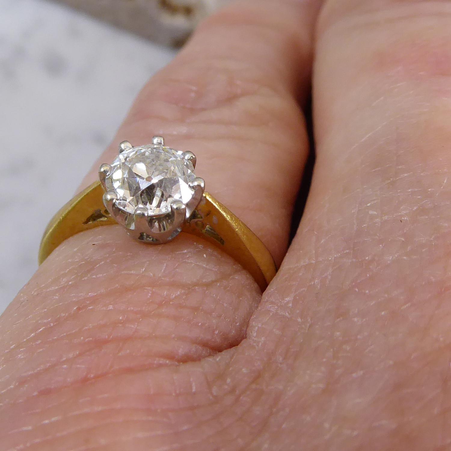0.89 Carat Old European Cut Diamond Solitaire Engagement Ring 1