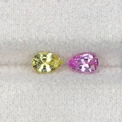 0.89 Carat Pink & Yellow Natural Sapphire Pear Cut Loose Gemstones Reverse Pair