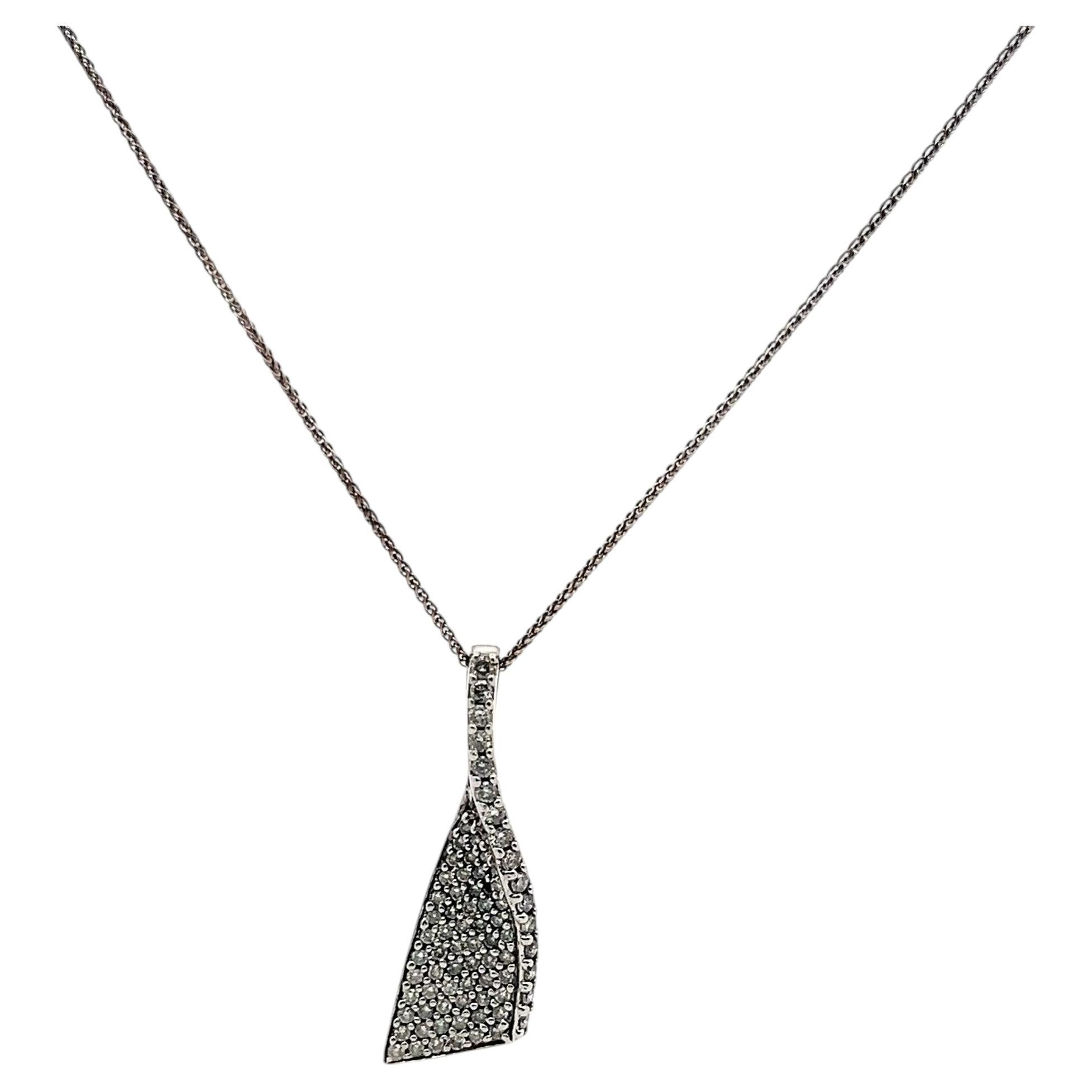 0.89 Carat Round Brilliant I I1 Diamond 14 Karat White Gold Pendant Necklace