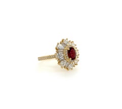 0.89 Carat Rubellite Tourmaline and Diamond Ring
