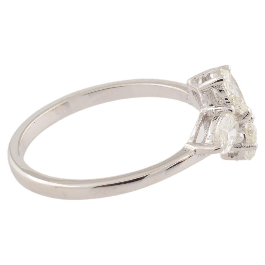 0,89 Karat SI Reinheit HI Farbe Birne & Marquise Diamantring 18 Karat Weißgold (Moderne) im Angebot
