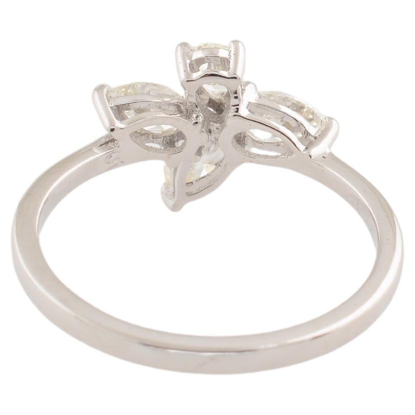 0,89 Karat SI Reinheit HI Farbe Birne & Marquise Diamantring 18 Karat Weißgold (Tropfenschliff) im Angebot