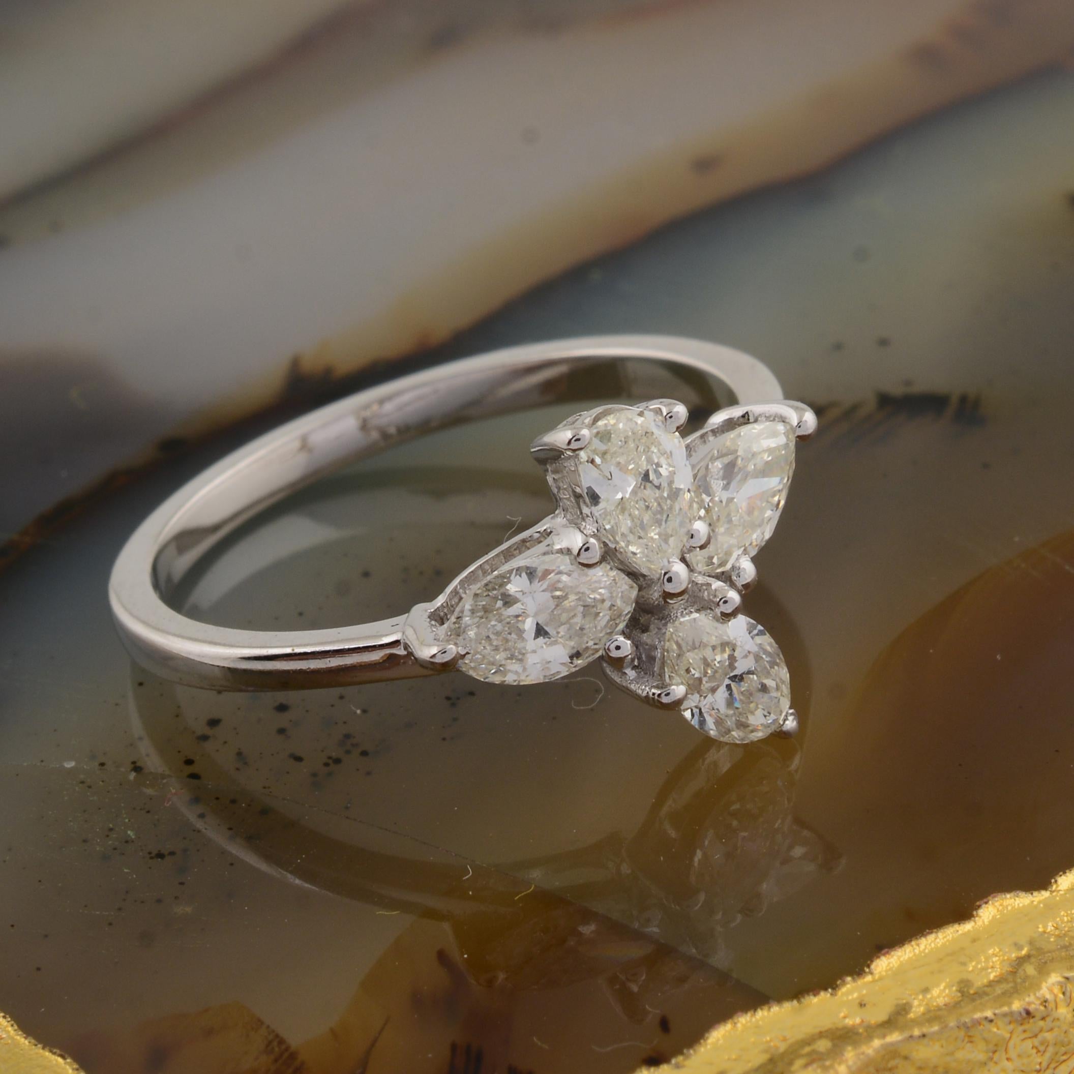 0,89 Karat SI Reinheit HI Farbe Birne & Marquise Diamantring 18 Karat Weißgold Damen im Angebot