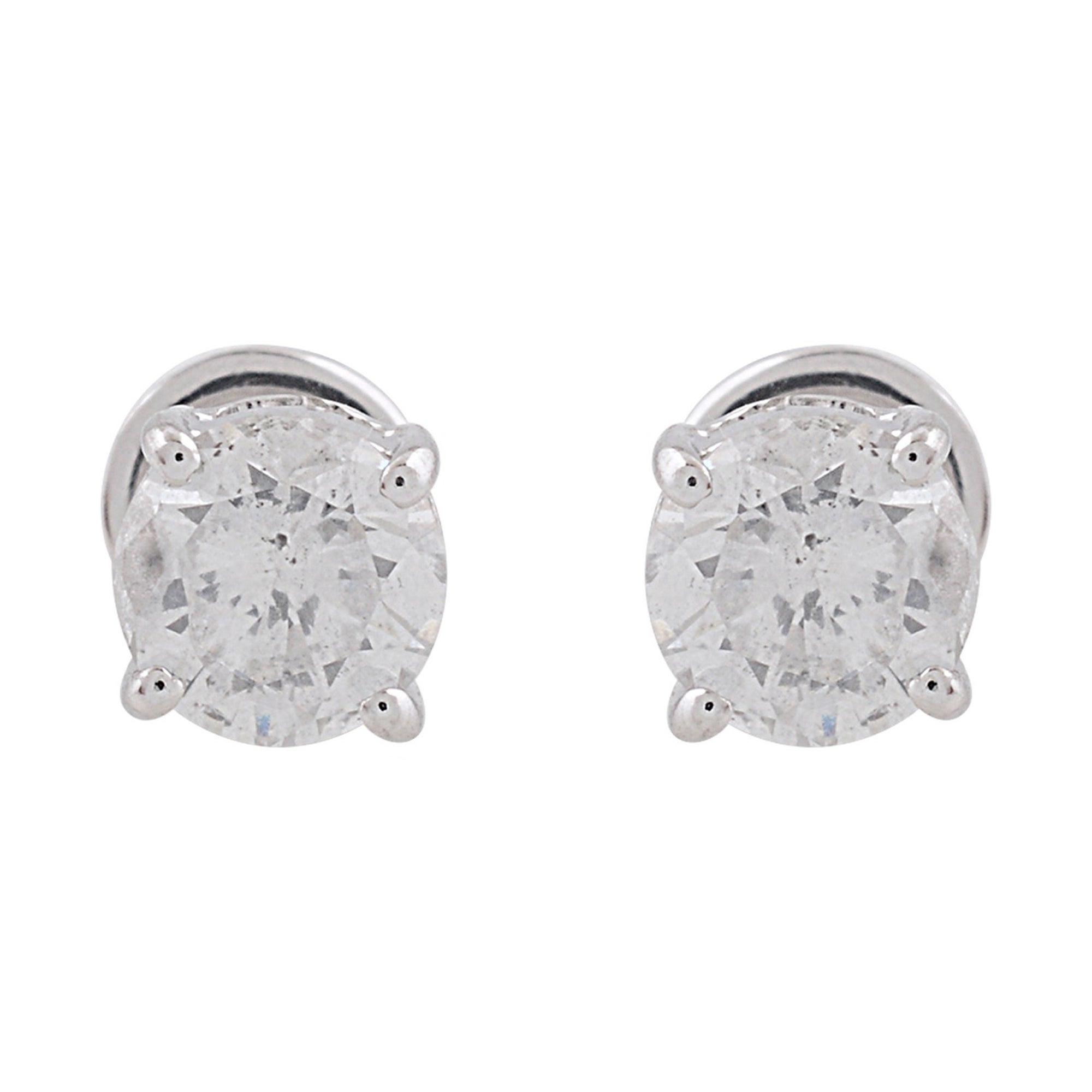 Natural 0.89 Carat SI Clarity HI Color Solitaire Diamond Earrings 10k White Gold For Sale