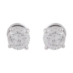 Orecchini di diamanti solitari naturali da 0,89 carati con purezza SI e colore HI in oro bianco 10k