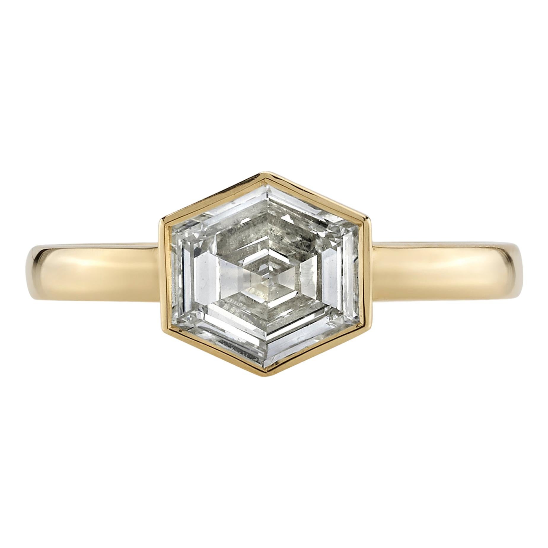0.89 Carat Step Cut Diamond Set in a Handcrafted 18 Karat Yellow Gold Ring