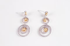 0.89 Carat Yellow Diamond 0.77 Diamond White Gold Earrings