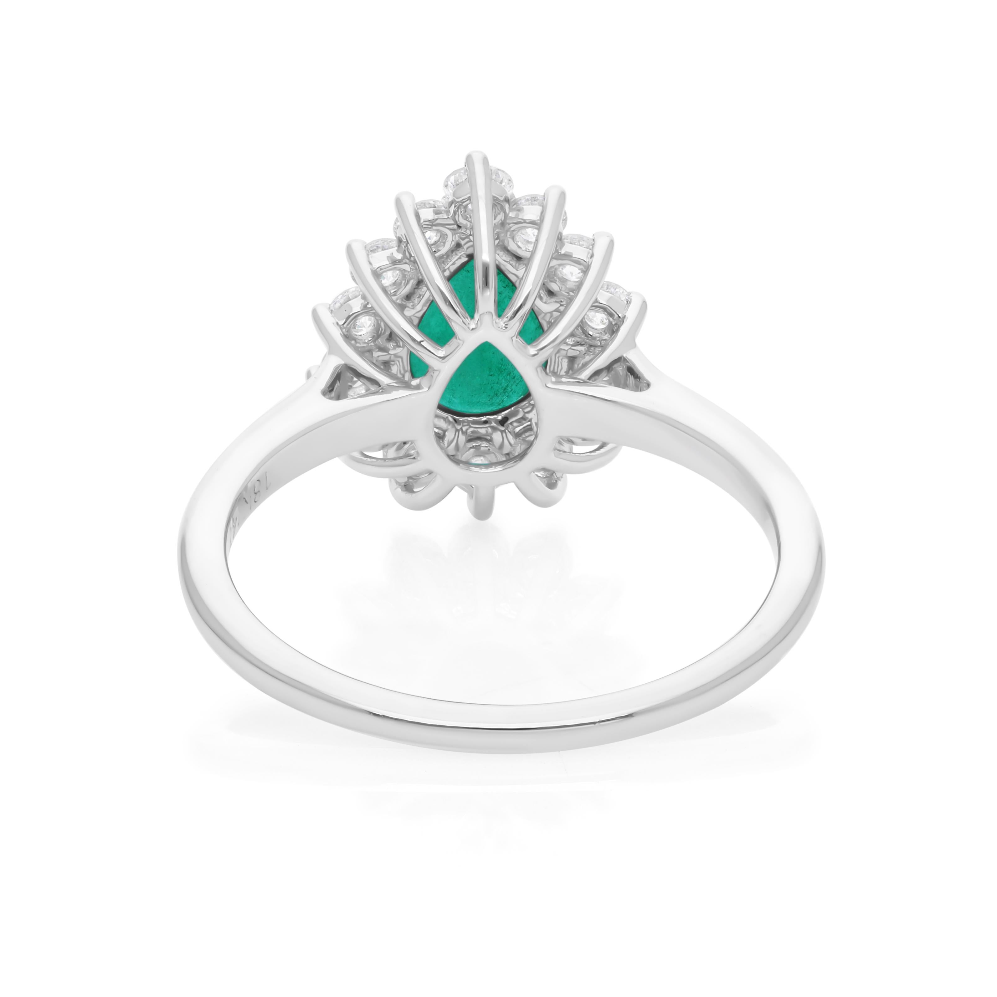 0,89 Karat sambischer Smaragd 0,51 Karat SI/H Diamantring 18 Karat Weißgold im Angebot 2