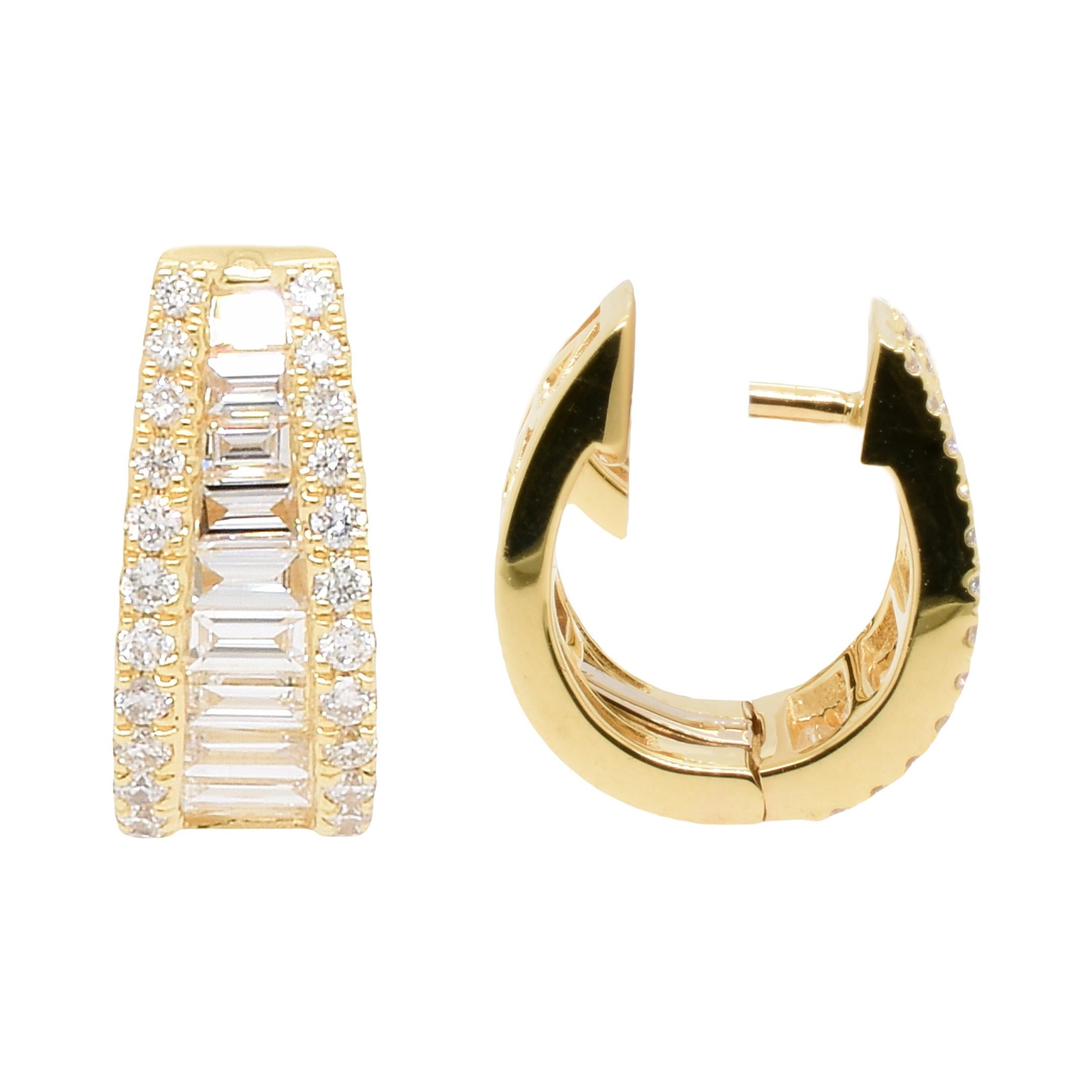Pendientes de oro amarillo con diamante blanco de 0,89 quilates Corte mixto en venta