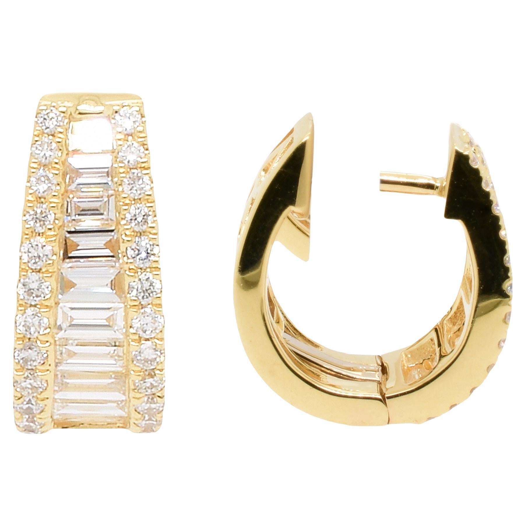 0.89 Carats White Diamond Yellow Gold Earrings