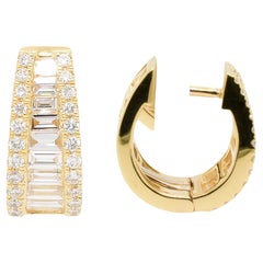 0.89 Carats White Diamond Yellow Gold Earrings