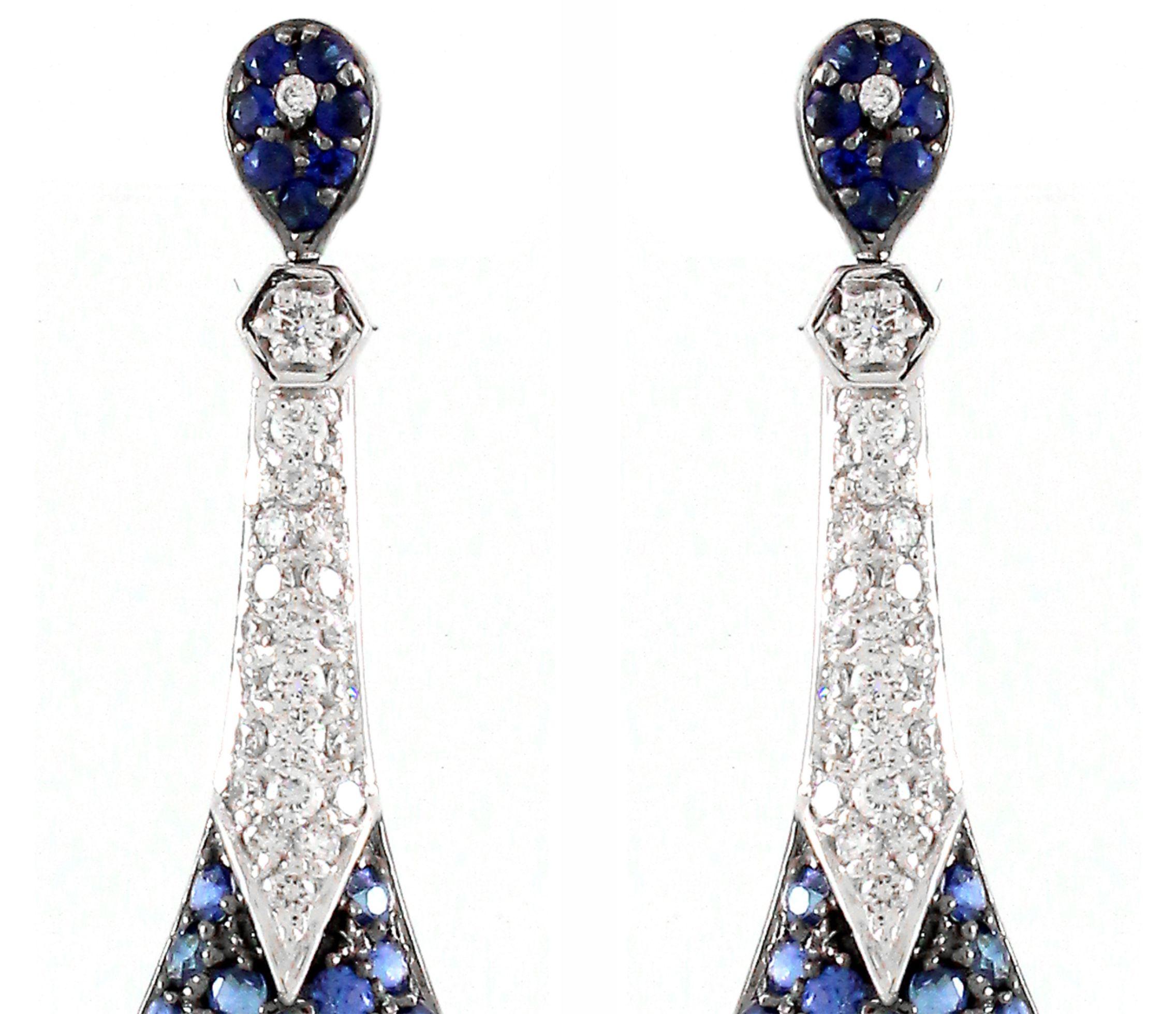 Moderne Boucles d'oreilles saphir bleu 0,89 carat et tsavorite 0,65 carat en vente