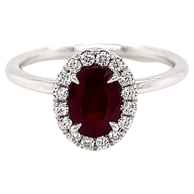 0.89 Carat Ruby and Diamond Ladies Ring For Sale