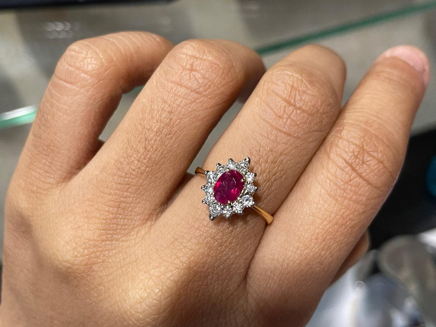 0.89Ct Burma Unerhitzter Rubin Ring (Art déco)