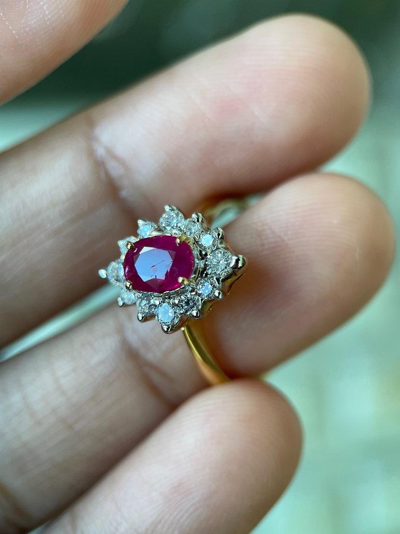Oval Cut 0.89Ct Burma Unheated Ruby Ring For Sale