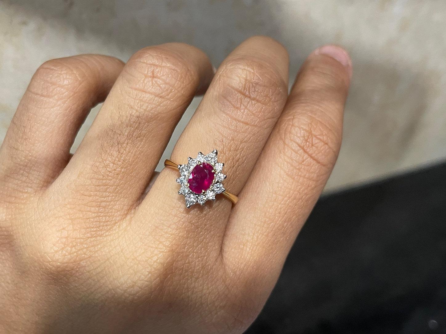 0.89Ct Burma Unerhitzter Rubin Ring Damen