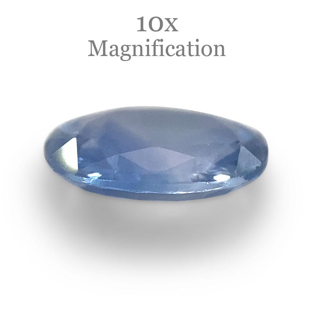Description:

Gem Type: Sapphire
Number of Stones: 1
Weight: 0.89 cts
Measurements: 7.12 x 5.12 x 2.41 mm
Shape: Oval
Cutting Style Crown: Modified Brilliant Cut
Cutting Style Pavilion: Step Cut
Transparency: Transparent
Clarity: Very Slightly