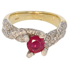 0.89ct Pigeon Blood Red Ruby 14K Yellow Gold Ring