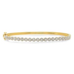 0.89ct Round Brilliant Cut Diamond Bangle Bracelet in 14k Yellow Gold