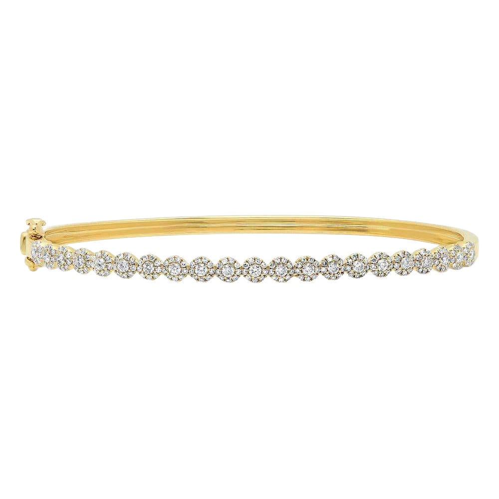 0.89ct Round Brilliant Cut Diamond Bangle Bracelet in 14k Yellow Gold