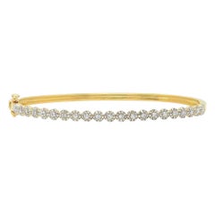 0.89ct Round Brilliant Cut Diamond Bangle Bracelet in 14k Yellow Gold