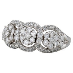 0.89ctw Diamond Cluster Ring 14k White Gold Size 8
