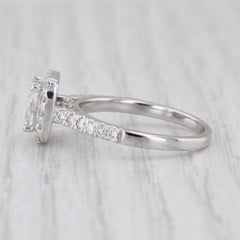 0.89ctw Diamond Princess Halo Engagement Ring 14k White Gold Size 7