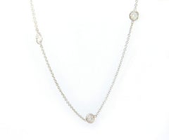 0.89ctw Diamond Station Necklace in 14K White Gold