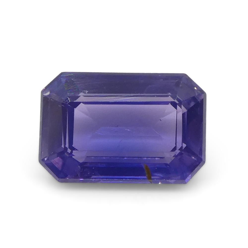 0.8ct Emerald Cut Blue Sapphire from East Africa, Unheated For Sale 5