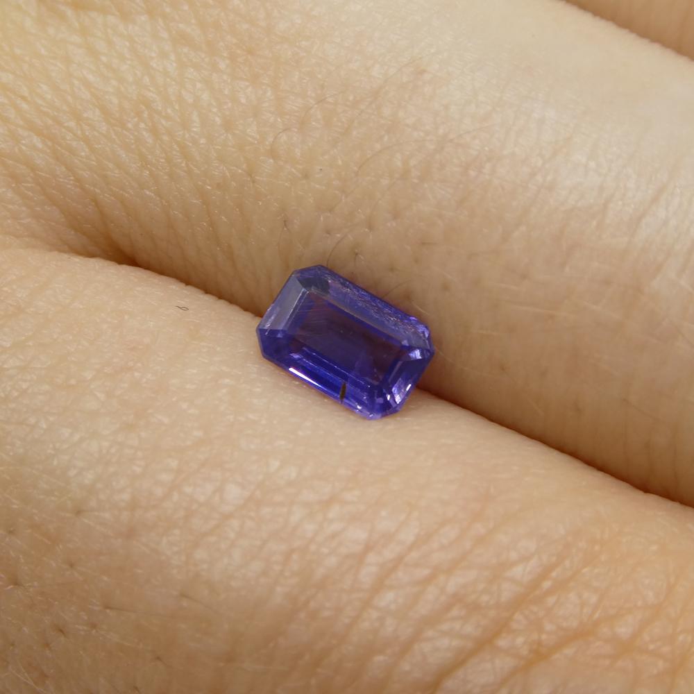 0.8ct Emerald Cut Blue Sapphire from East Africa, Unheated For Sale 7