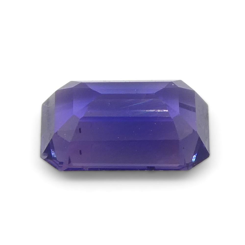 Women's or Men's 0.8ct Emerald Cut Blue Sapphire from East Africa, Unheated For Sale