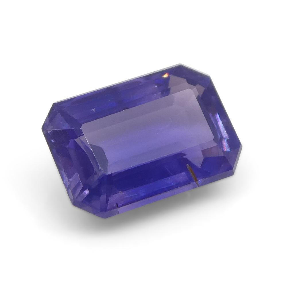 0.8ct Emerald Cut Blue Sapphire from East Africa, Unheated For Sale 1