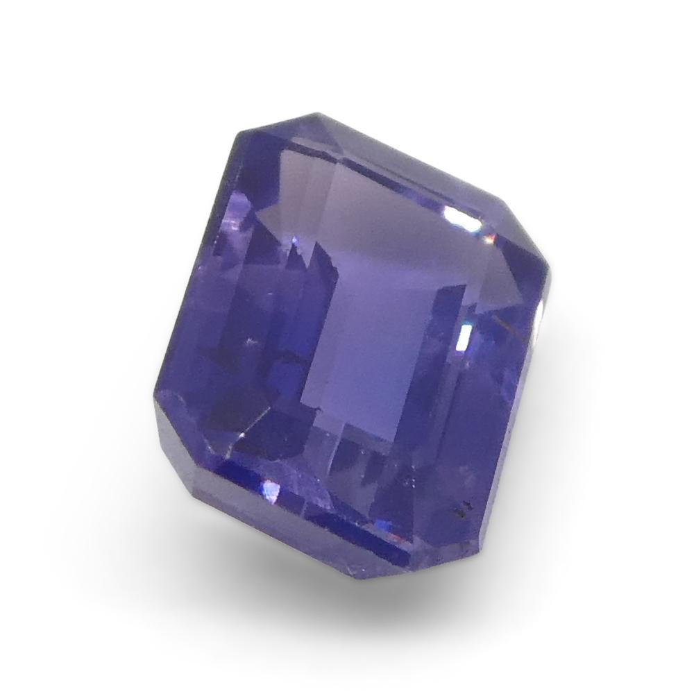 0.8ct Emerald Cut Blue Sapphire from East Africa, Unheated For Sale 2