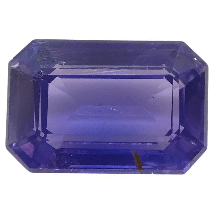 Saphir bleu taille émeraude de 0.8 carat provenant d'Afrique de l'Est, non chauffé